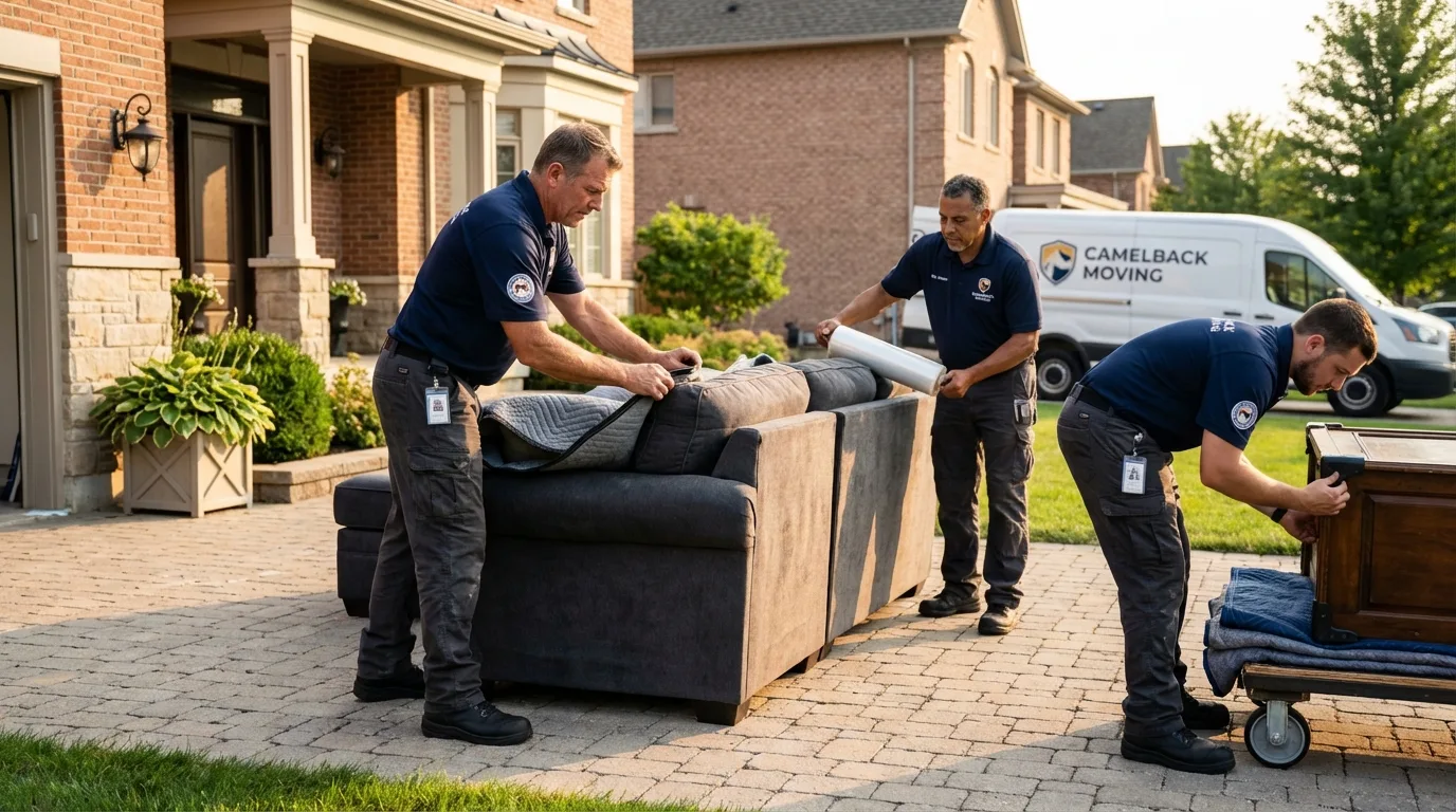 Large estate moving crew wrapping furniture in Superior, WI