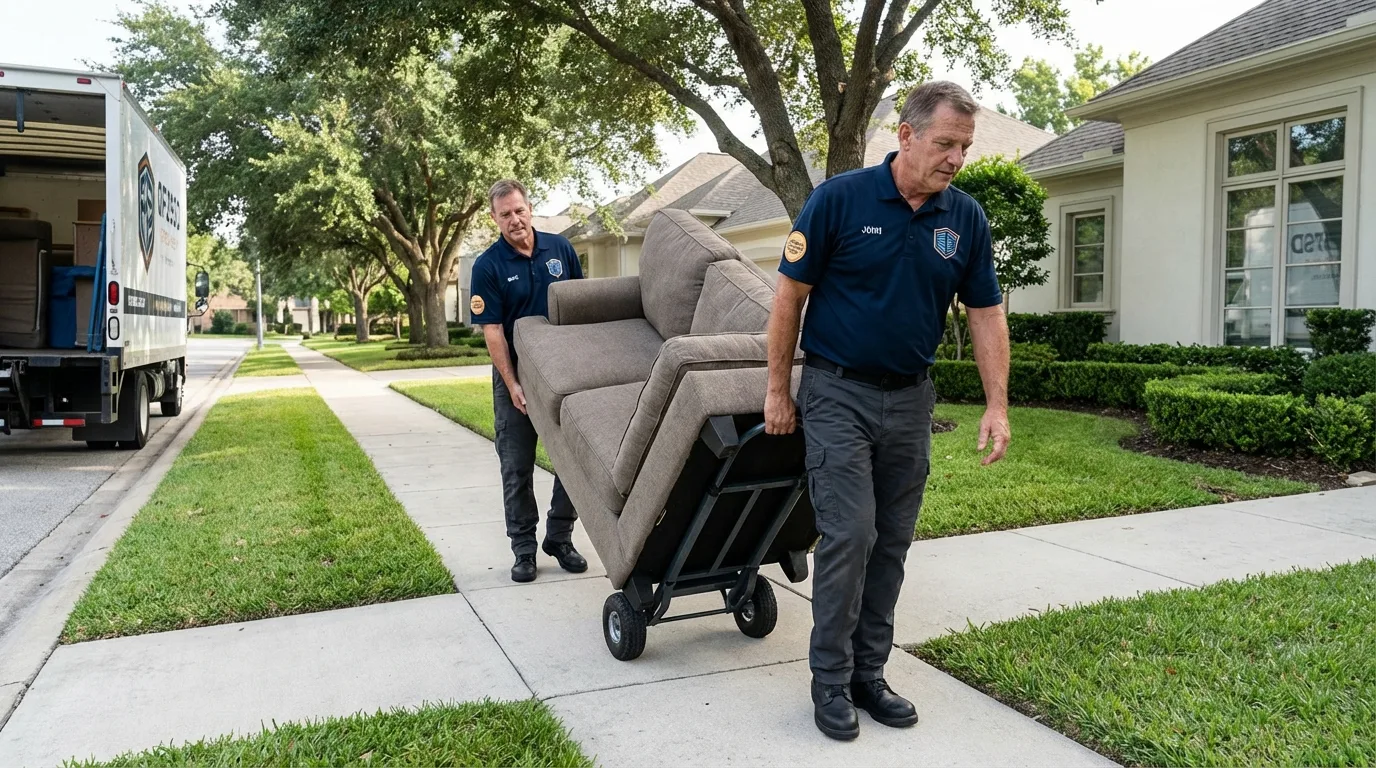 Local residential moving crew loading furniture in Superior, WI